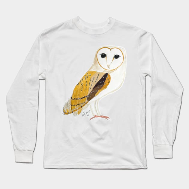 Barn Owl Long Sleeve T-Shirt by Finnaflutter